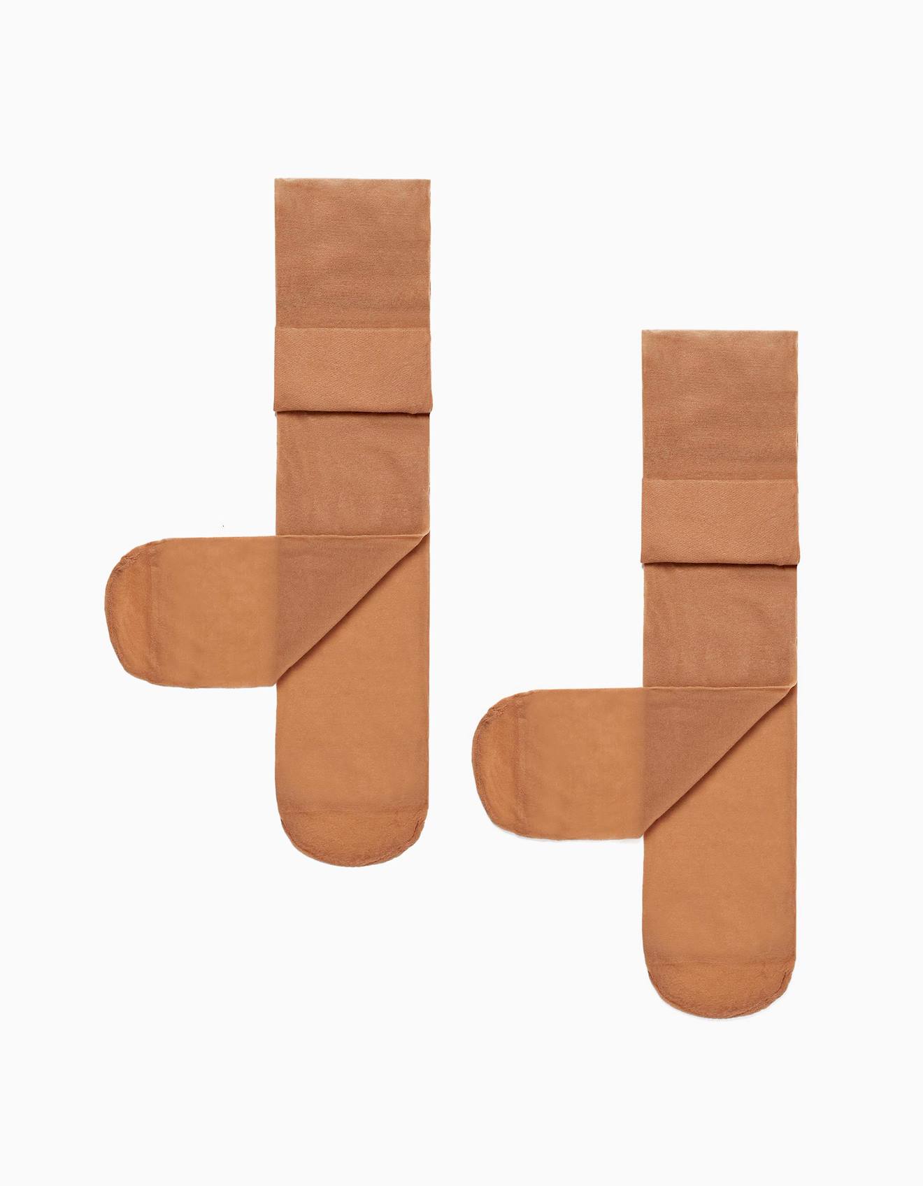 Pack 2 Collants En Microfibre Beige Clair