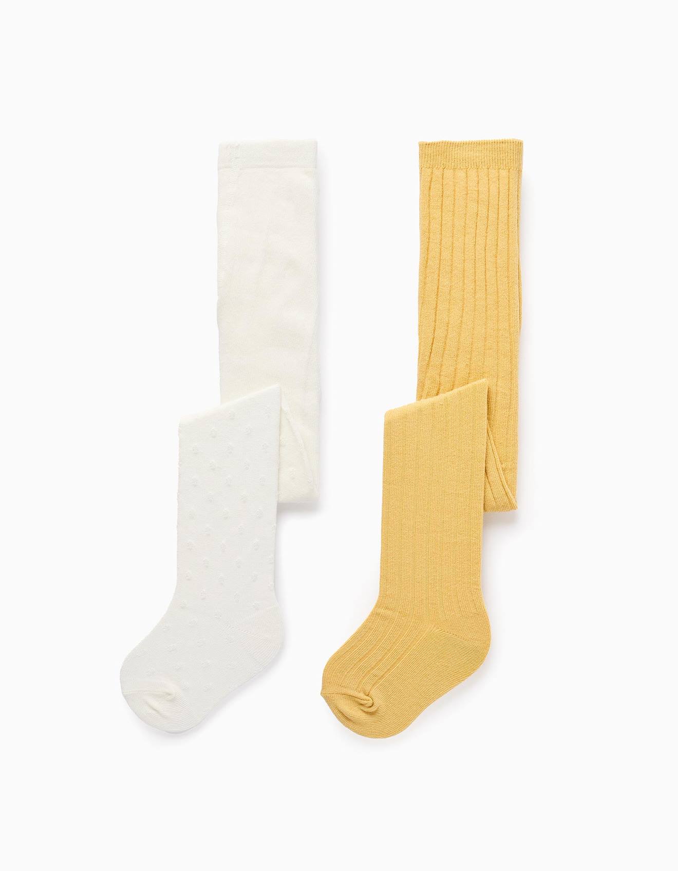 Pack 2 Collants Côtelé/pois Multicolore