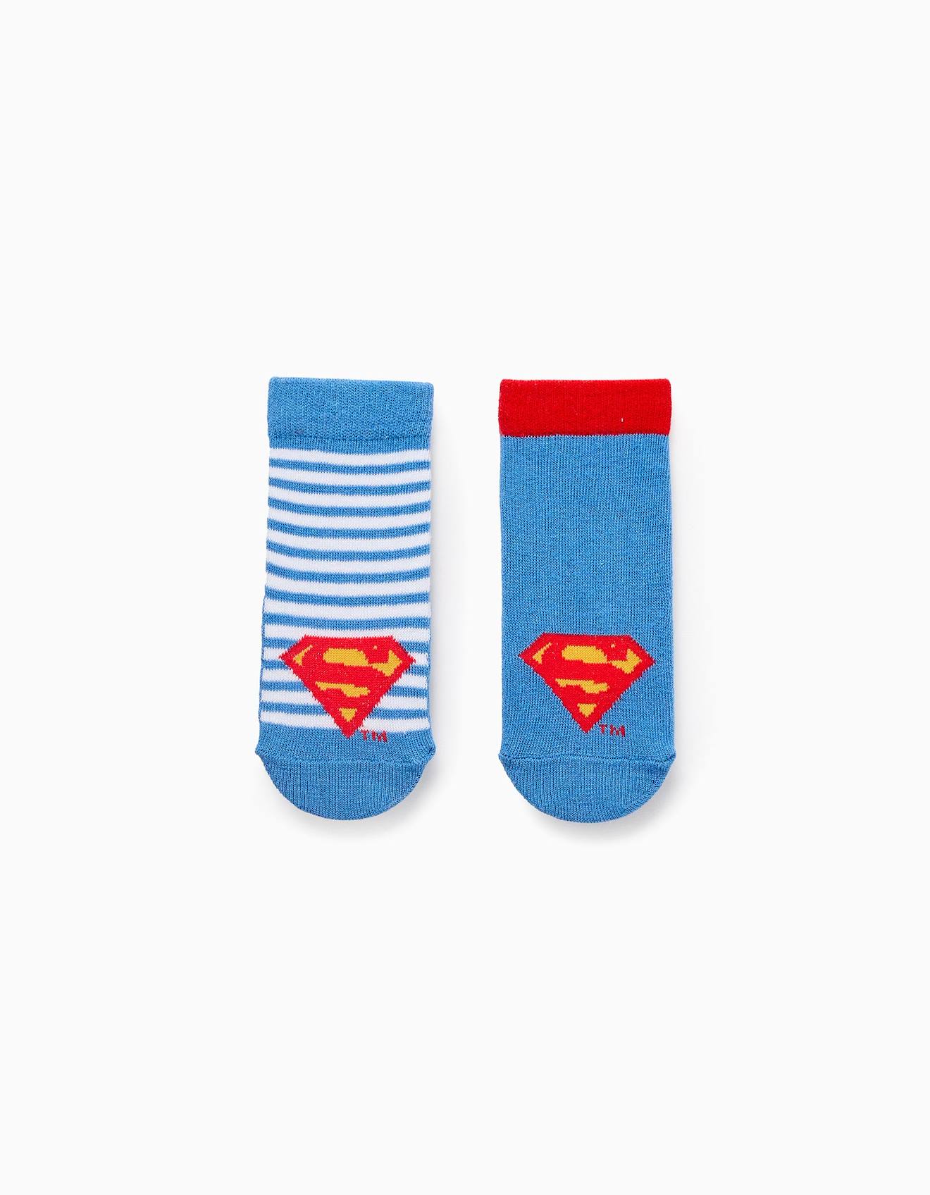 Pack 2 Paires De Chaussettes Antidérapantes Superman Bleu Clair