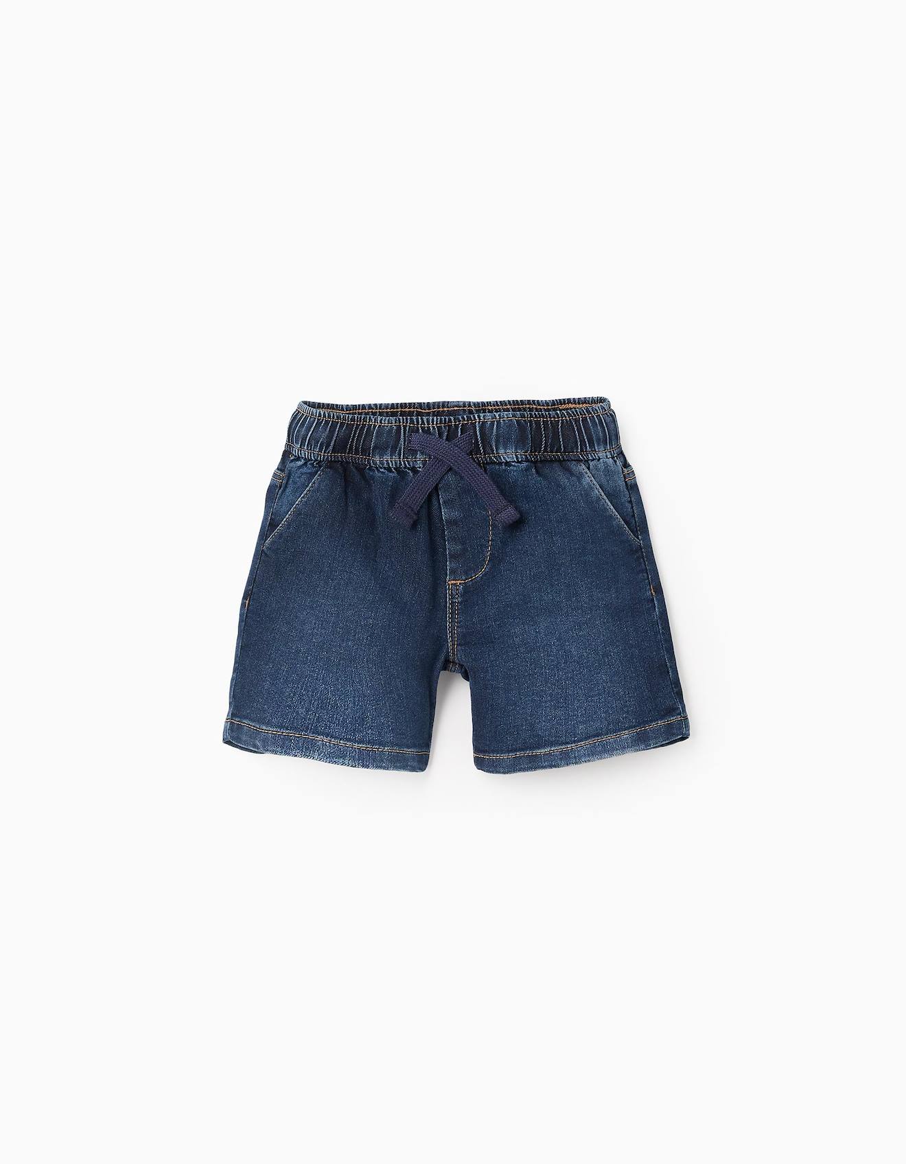 Short En Jean Avec Cordon Comfort Denim Bleu Foncé