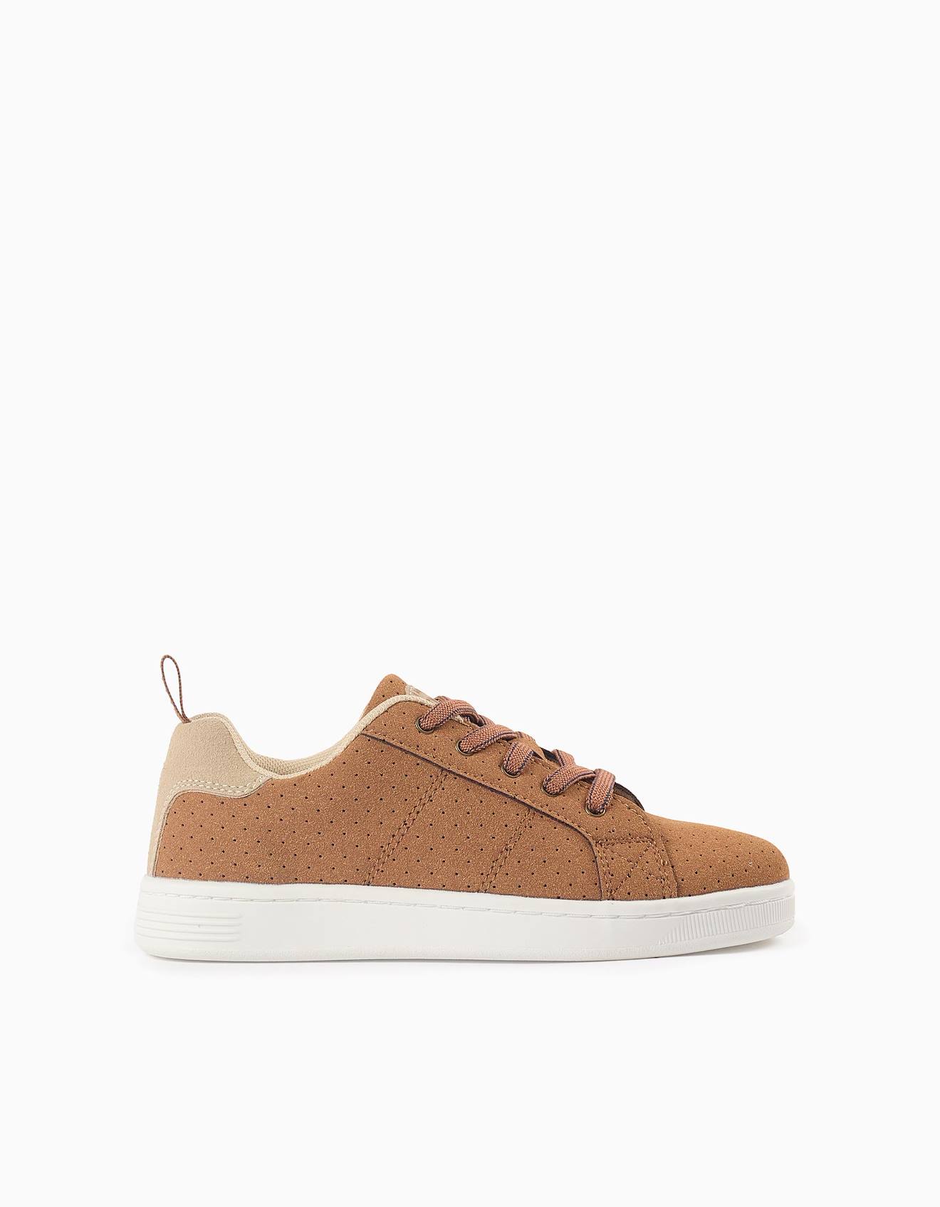 Baskets En Suédine Beige Foncé