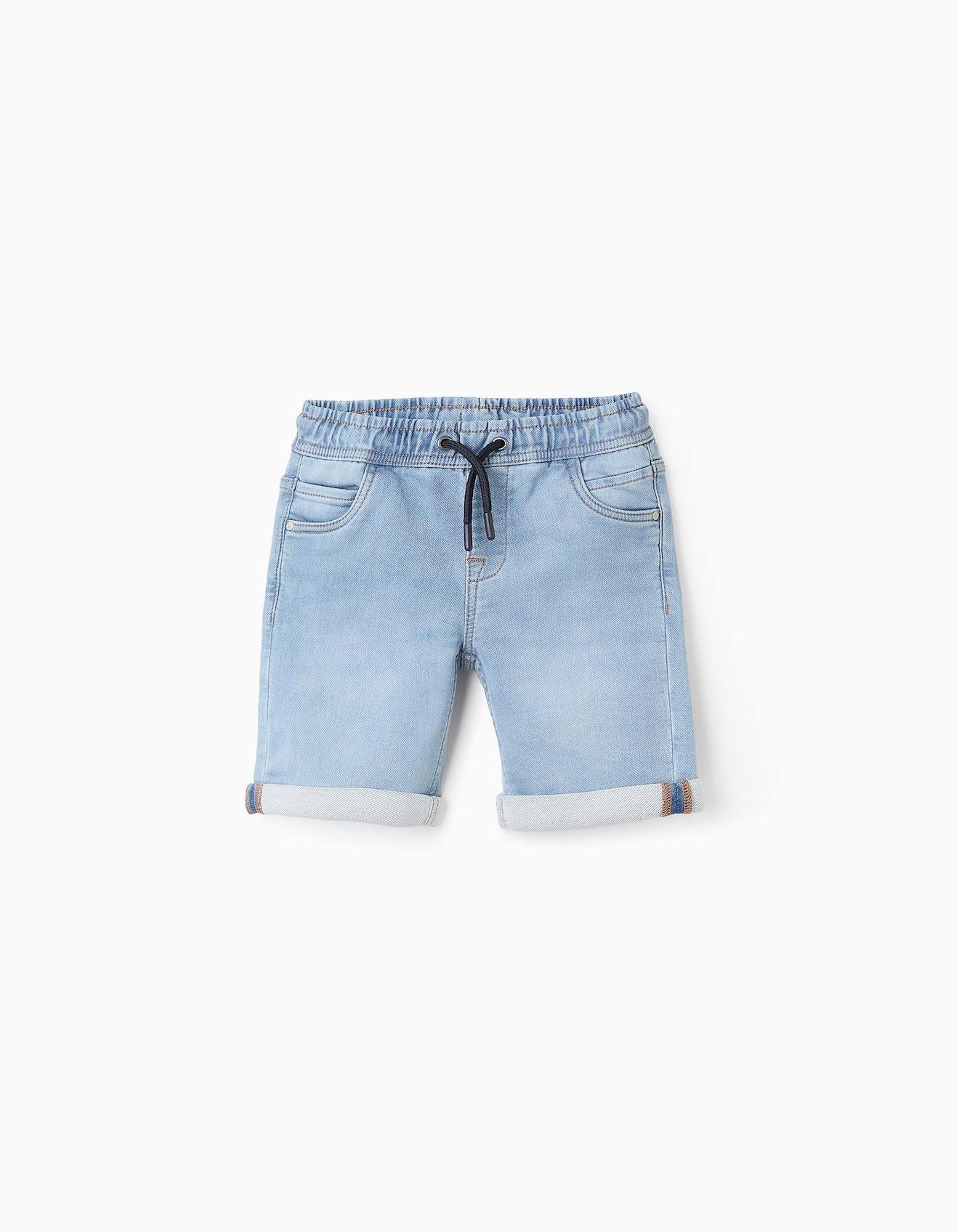Short En Jean Avec Cordon Bleu Clair