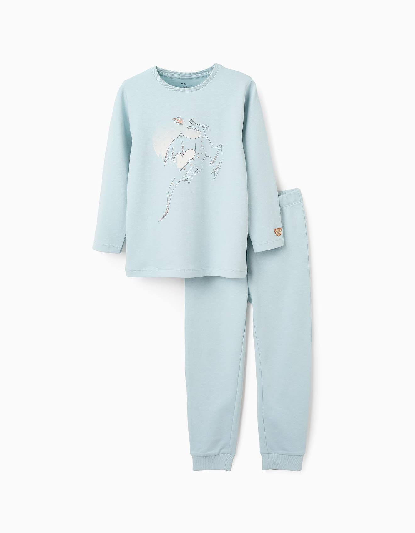 Pyjama T-shirt À Manches Longues + Pantalon Bleu Clair