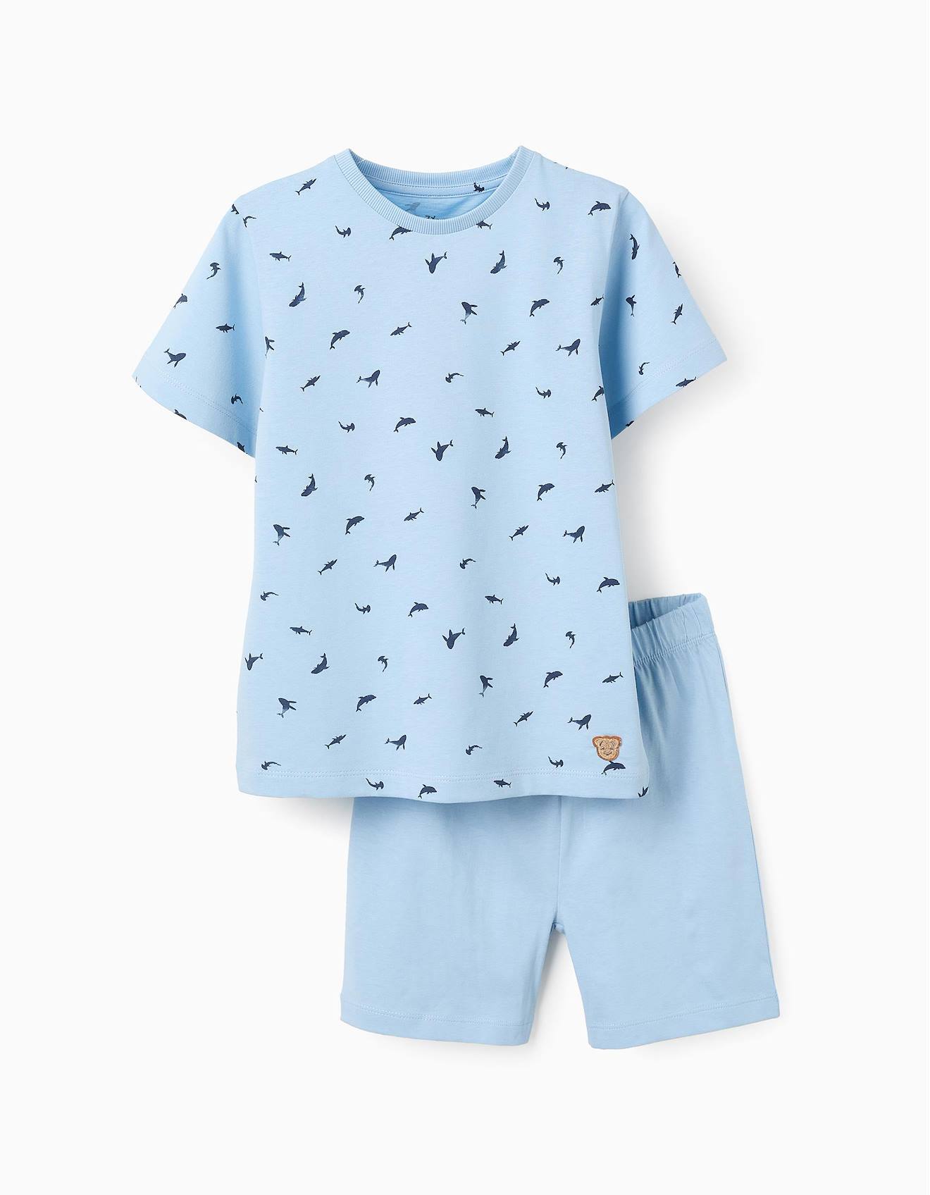 Pyjama En Coton Avec Motif Bleu Clair
