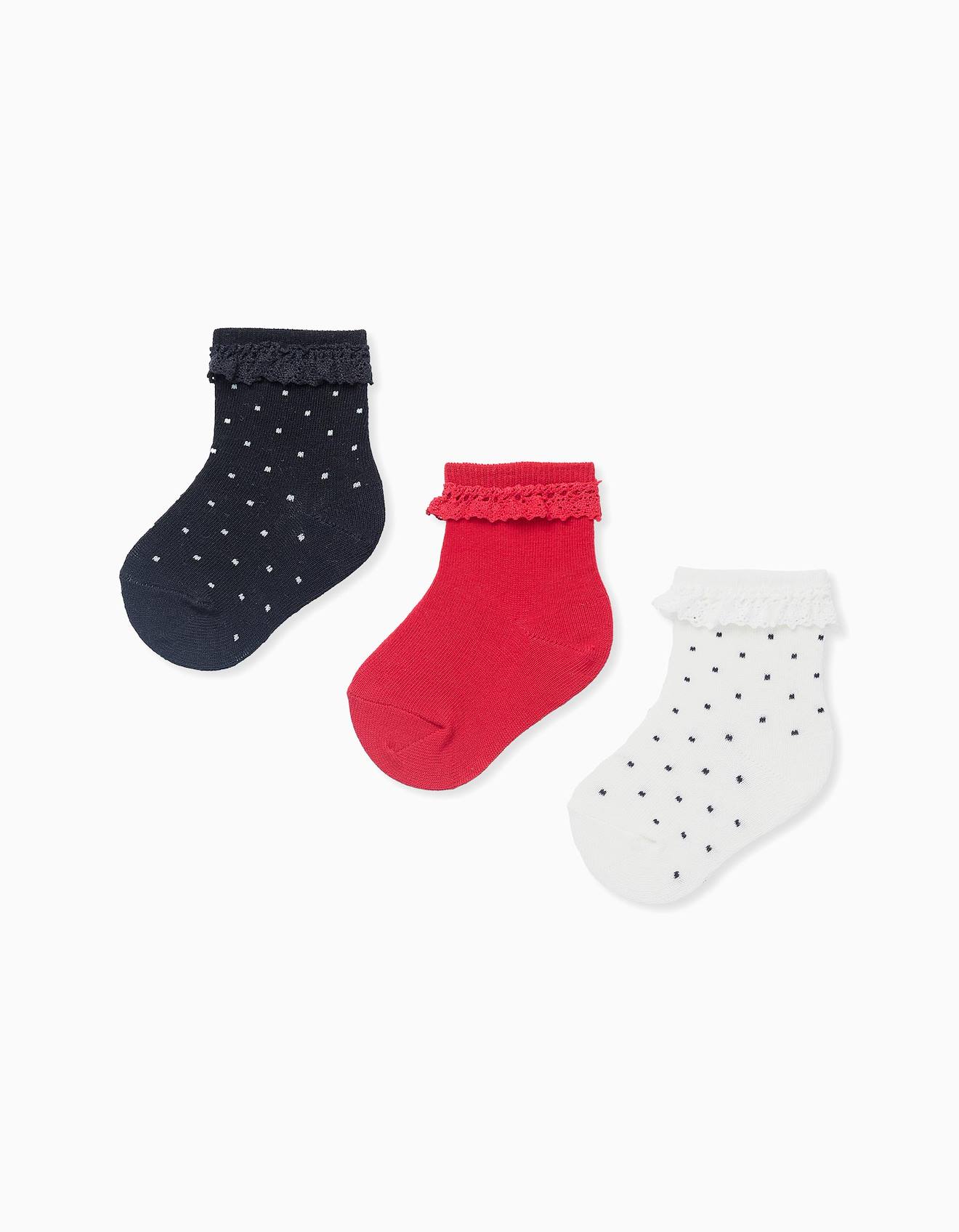 Pack 3 Chaussettes Avec Dentelle Au Crochet Multicolore