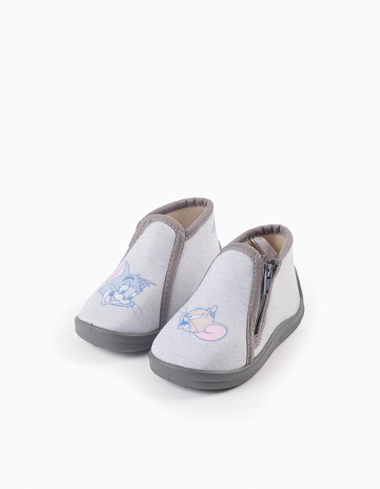 Chaussons En Jersey Tom & Jerry Gris Clair