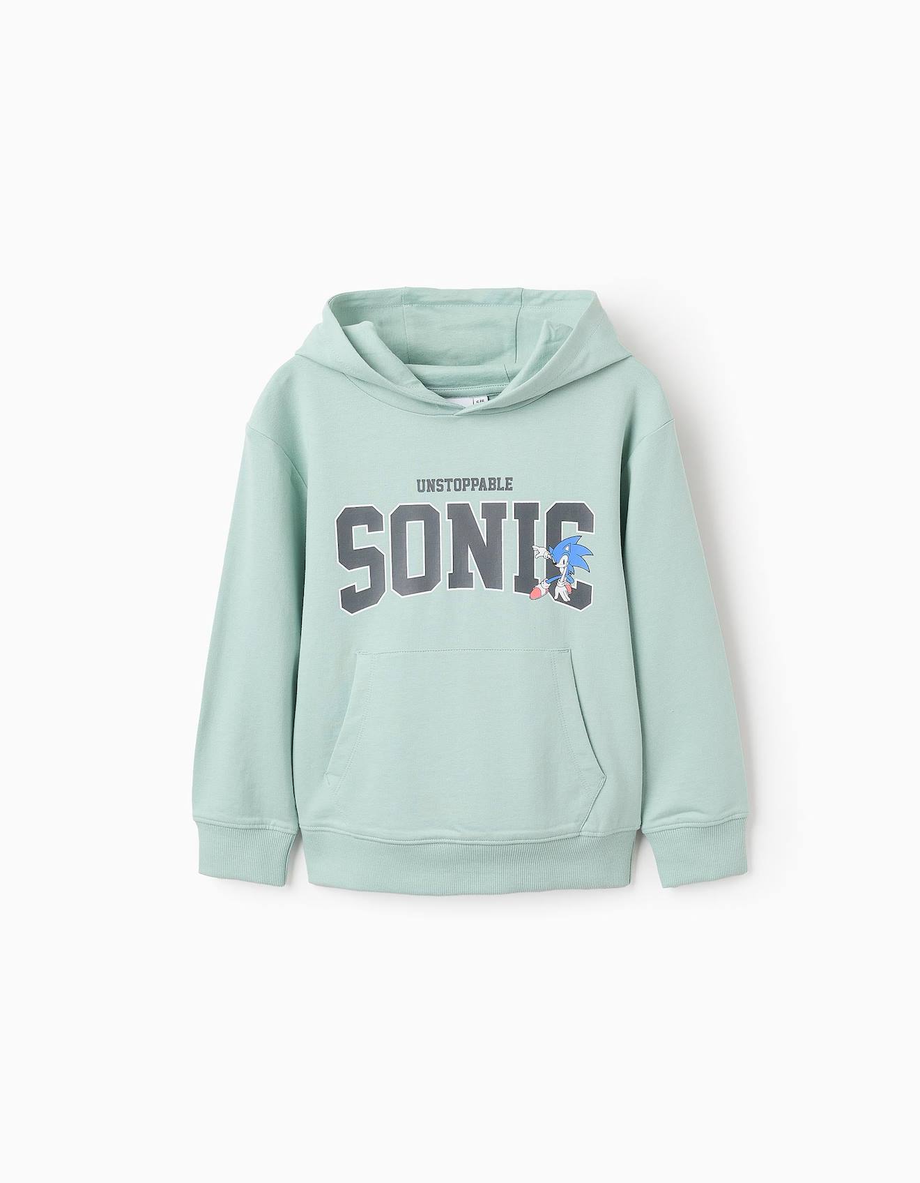 Sweat En Coton À Capuche Sonic Vert Clair