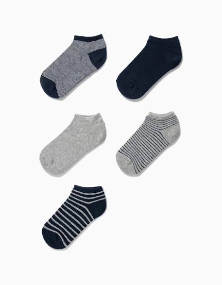 Garçon-Pack 5 paires de socquettes unies/rayées