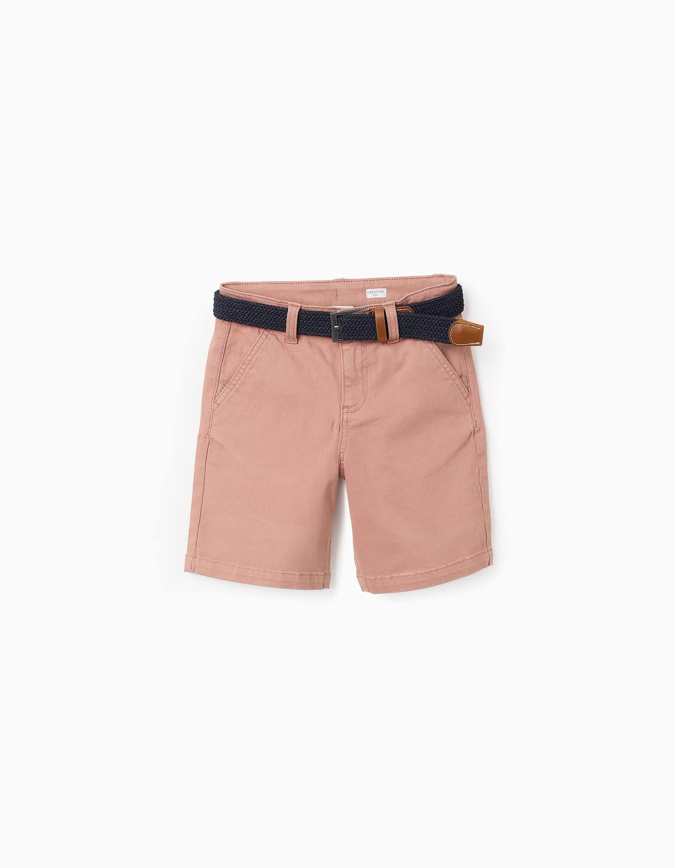 Short En Sergé Avec Ceinture Marrón
