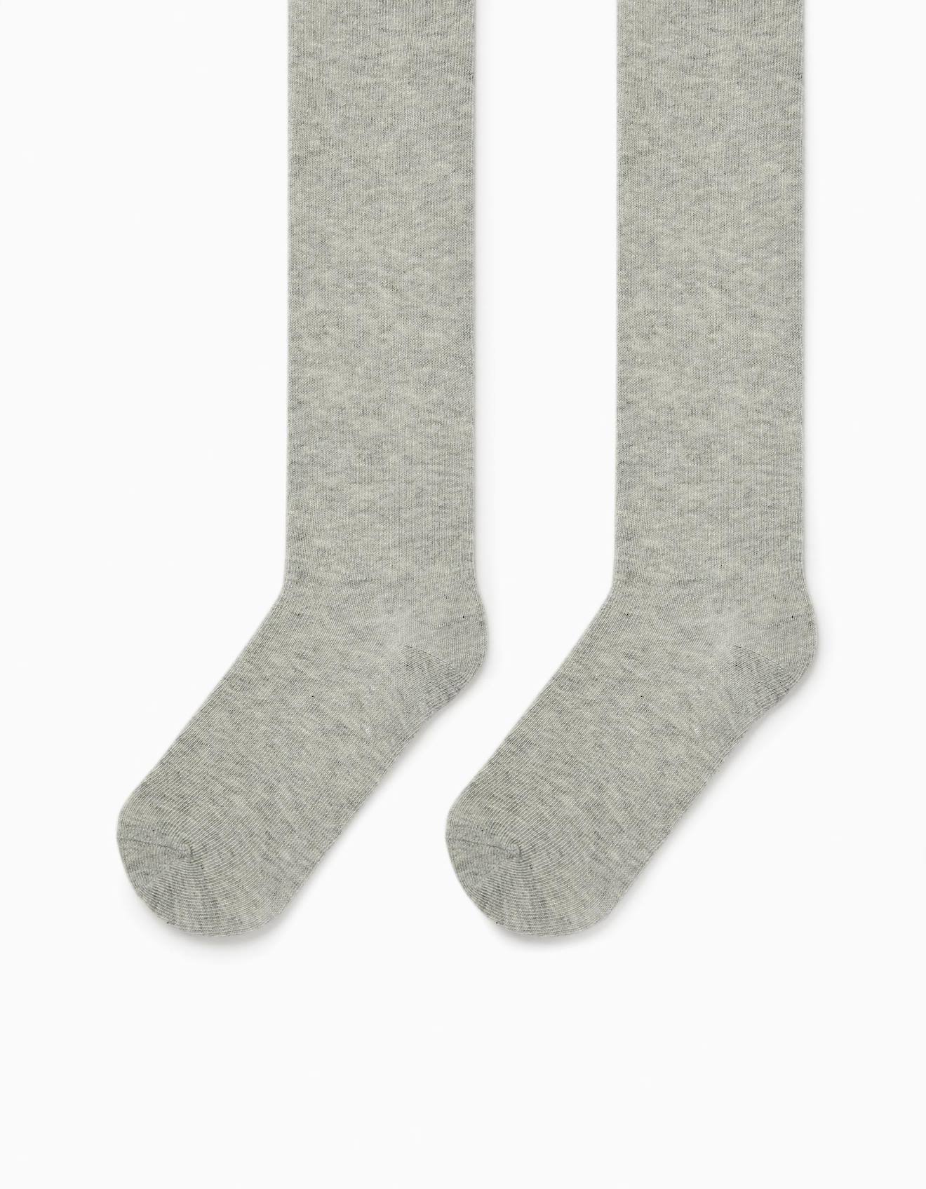 Collants Unis En Coton Gris Clair 10 €