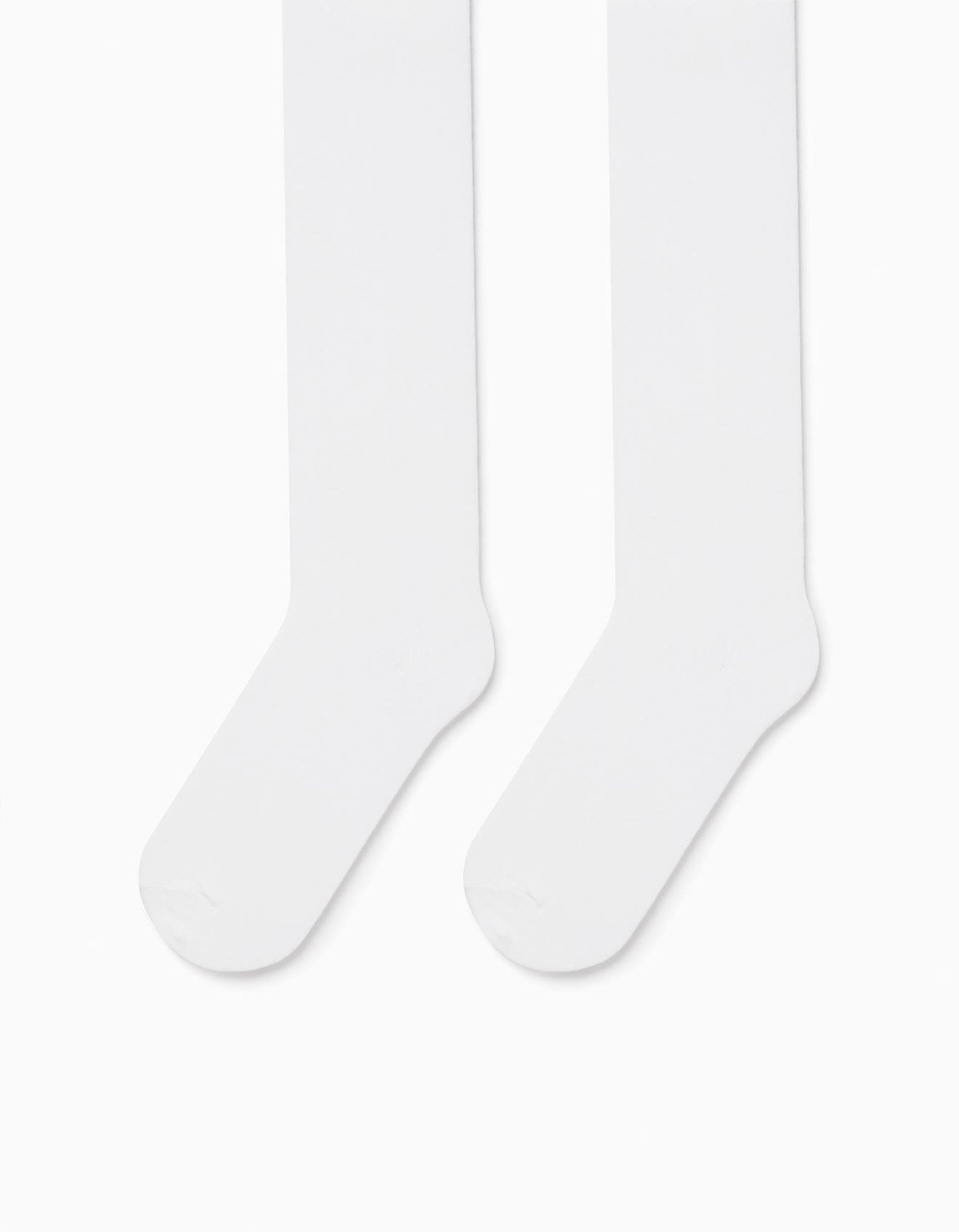 Collants En Maille Anti-boulochage Blanc