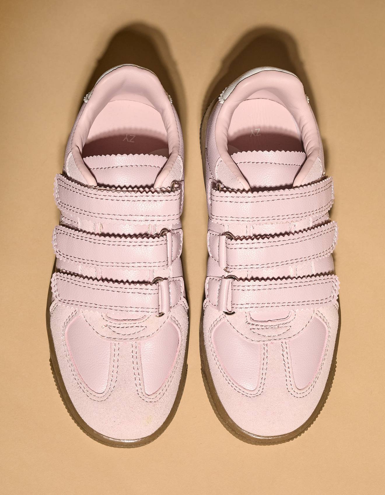 Baskets En Cuir Synthétique Rose Clair
