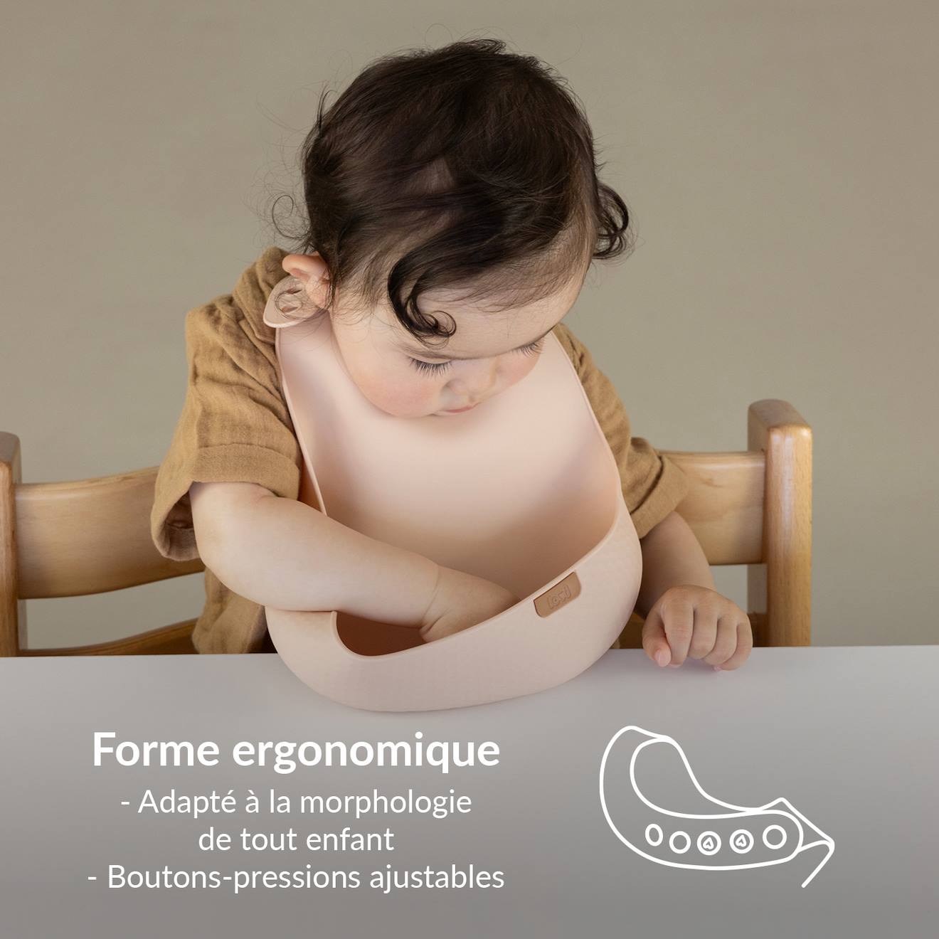 Bavoir Récupérateur En Silicone Difax Lovi Beige (Difrax) - Image 1