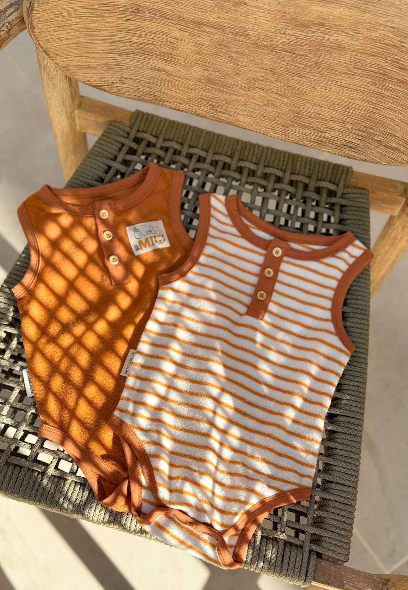 Lot De 2 Bodies Bébé Sans Manches En Éponge Mio Camel