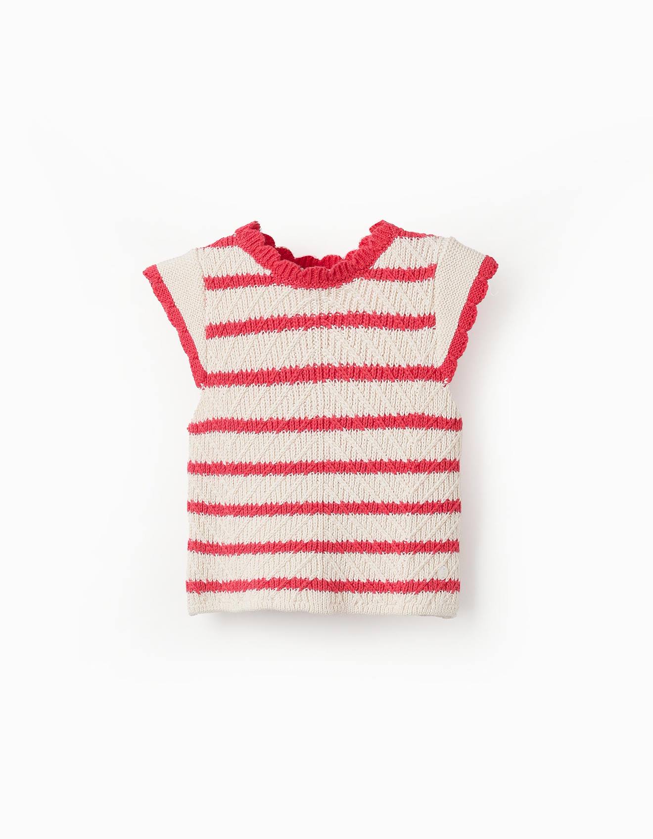 Top En Maille À Rayures Rouge
