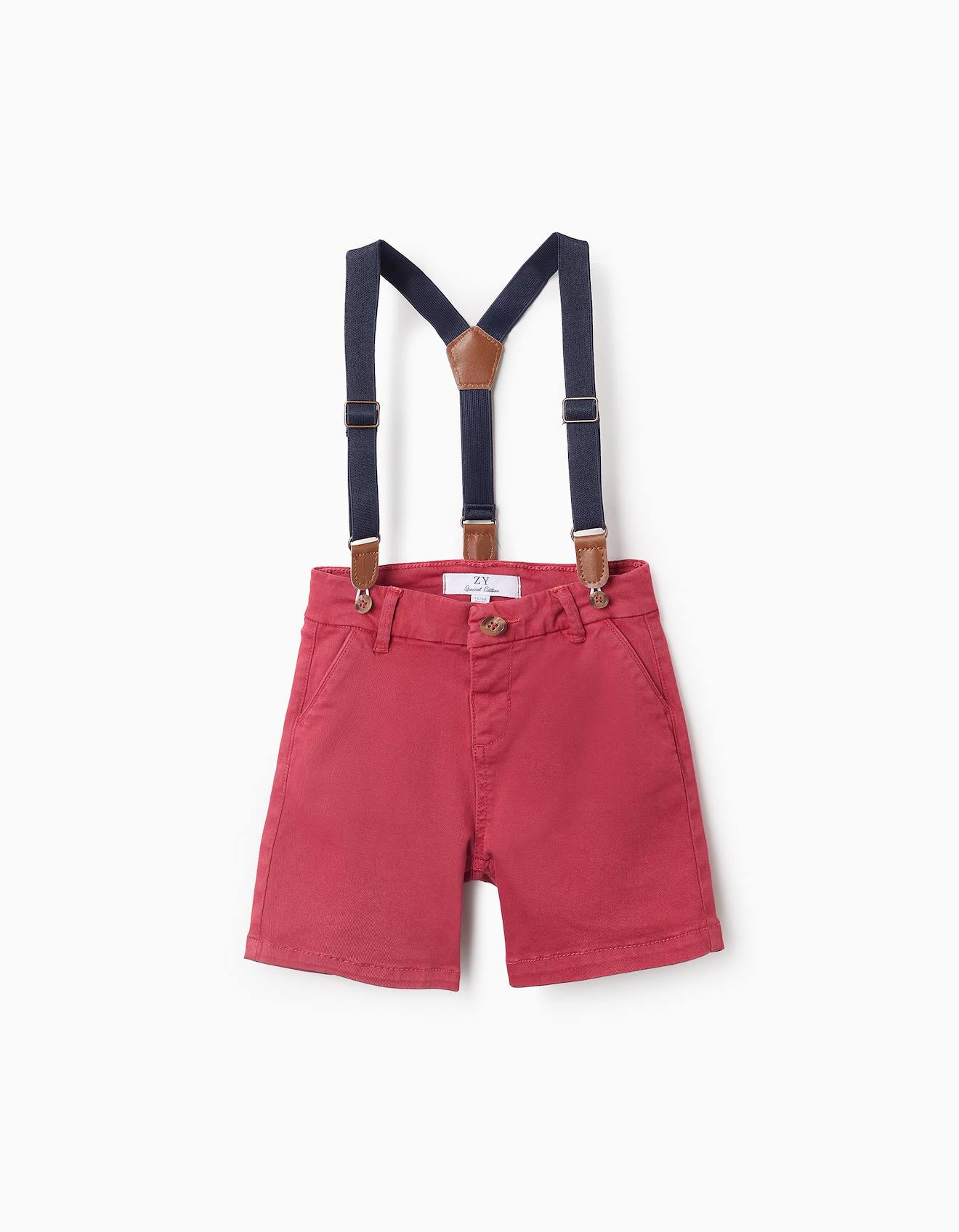 Short Chino Avec Bretelles Rouge