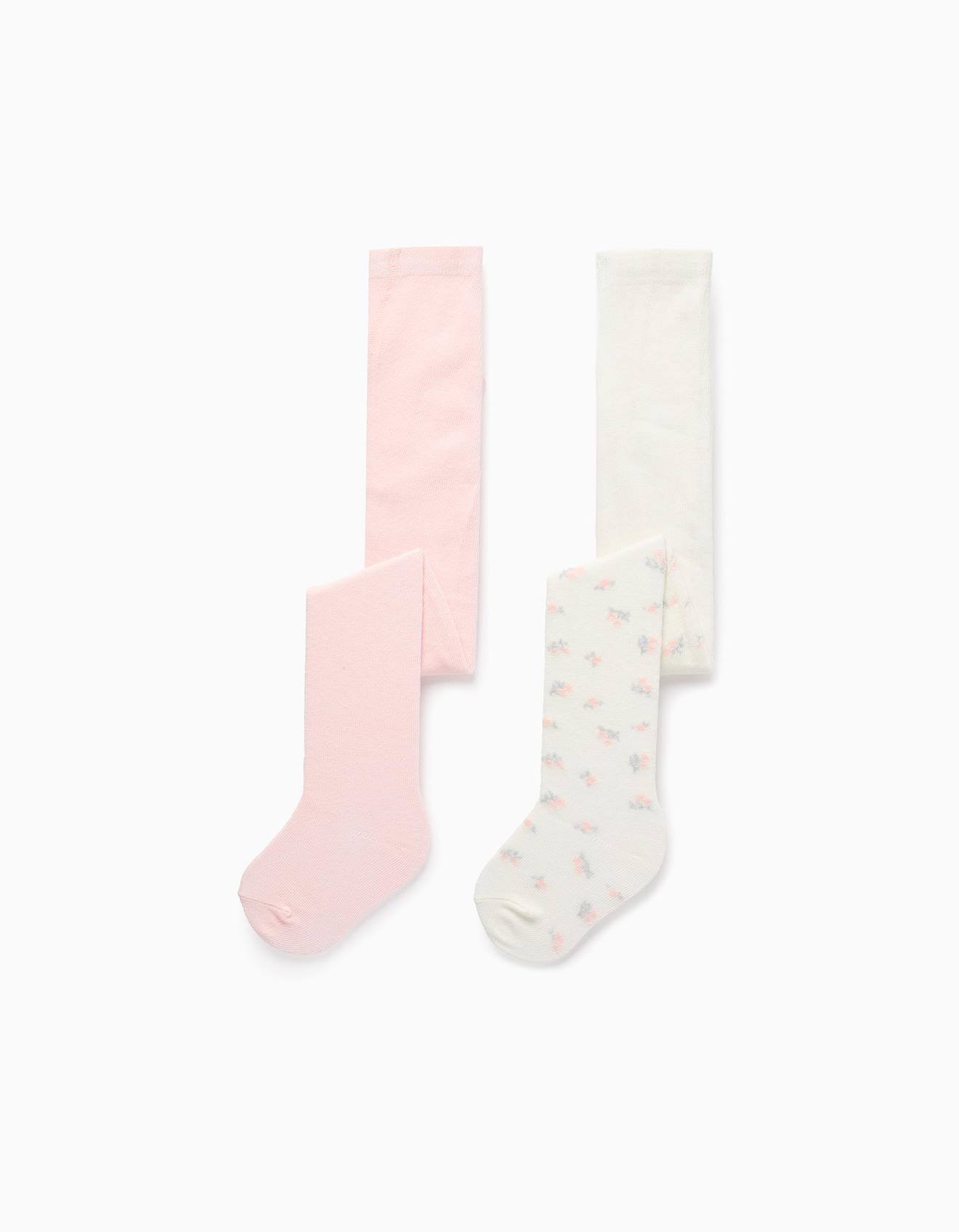 Pack 2 Collants Uni/floral Multicolore