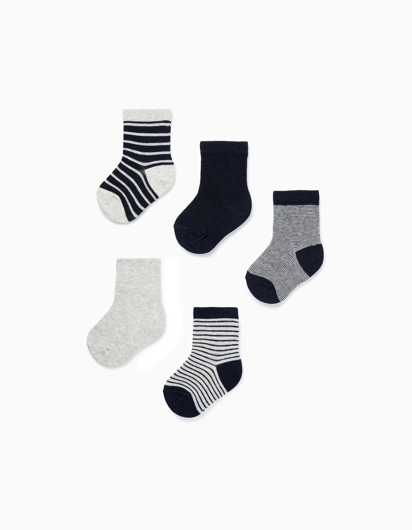 Pack 5 Paires De Chaussettes Unies/rayées Multicolore