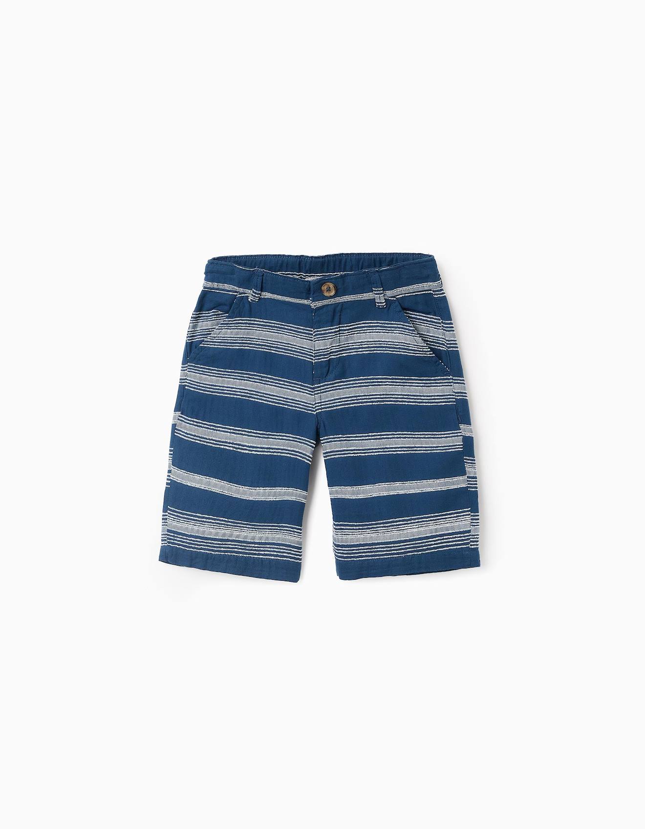 Short À Rayures En Relief Bleu Foncé