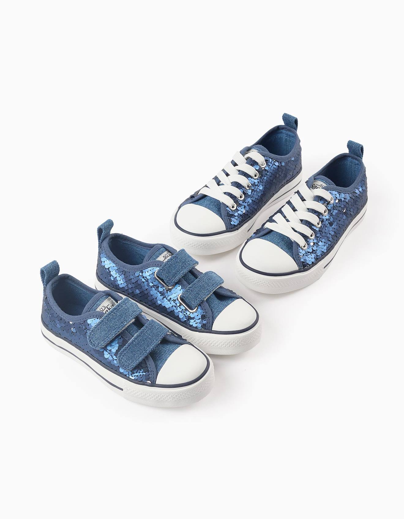 Baskets En Jean À Paillettes Bleu