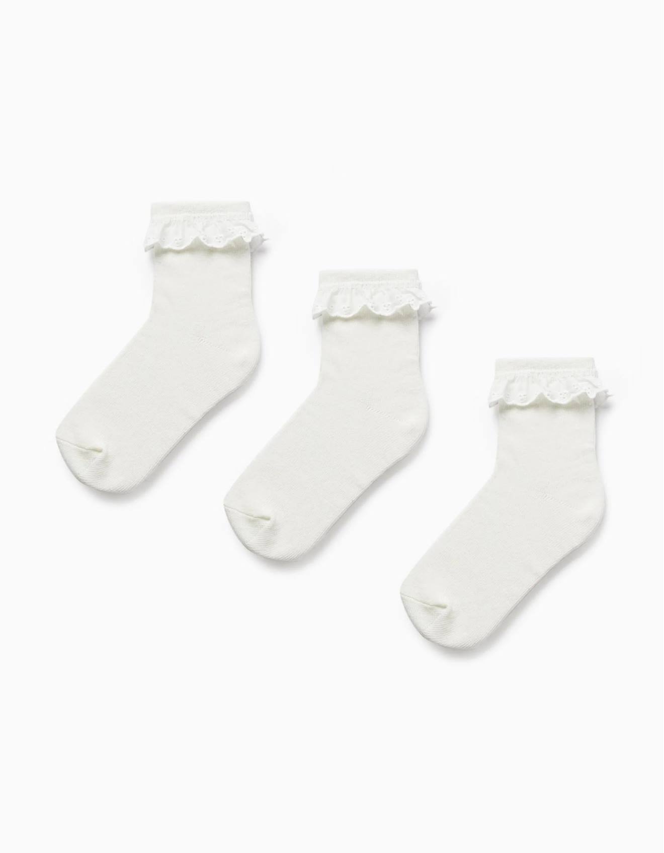 Pack 3 Paires De Chaussettes Avec Broderie Anglaise Blanc