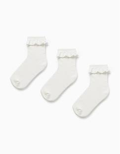 -Pack 3 paires de chaussettes avec broderie anglaise