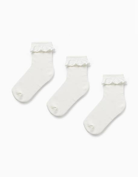 Pack 3 paires de chaussettes avec broderie anglaise  - vertbaudet enfant