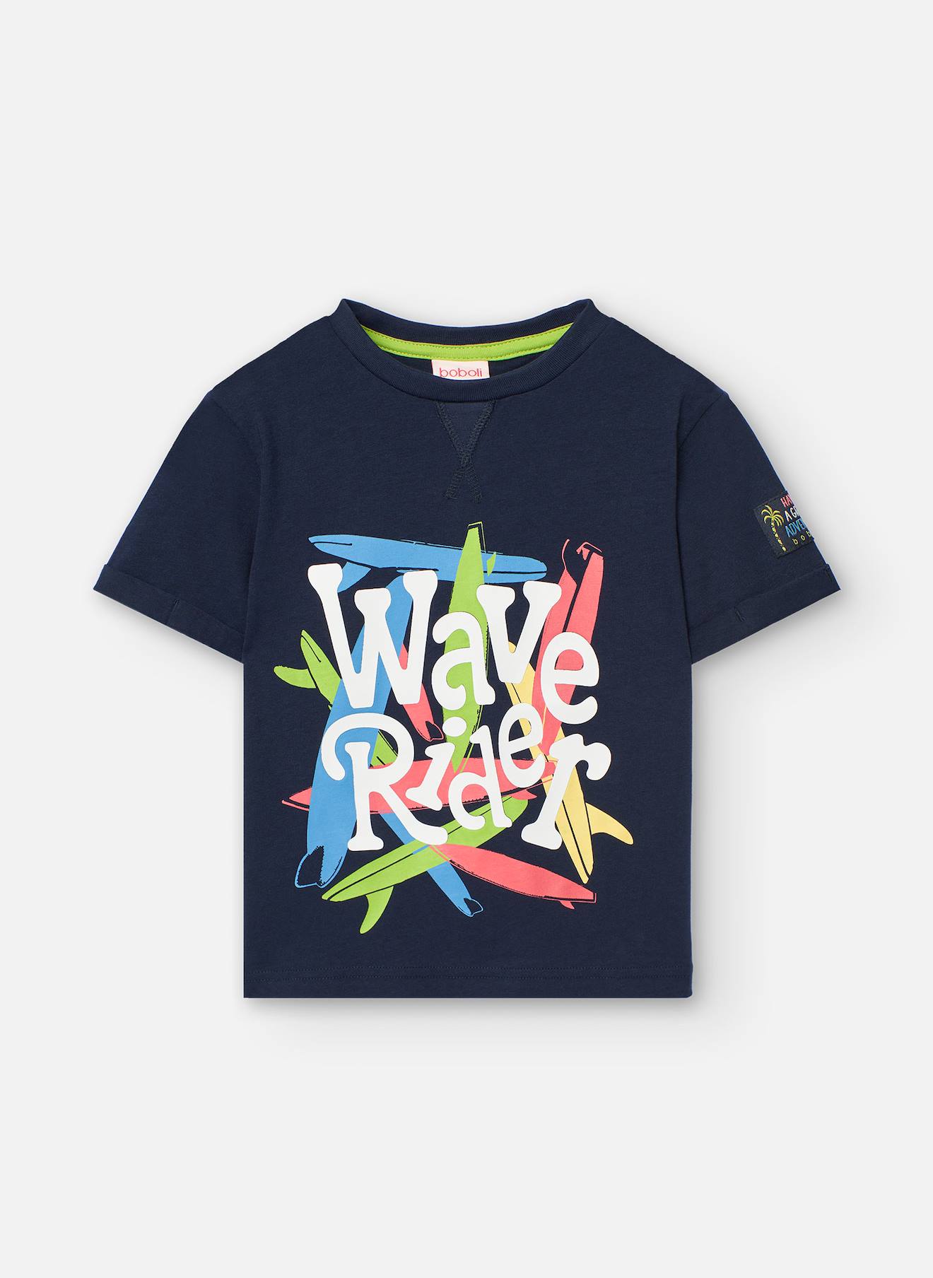 T-shirt À Manches Courtes Avec Col Rond Bleu