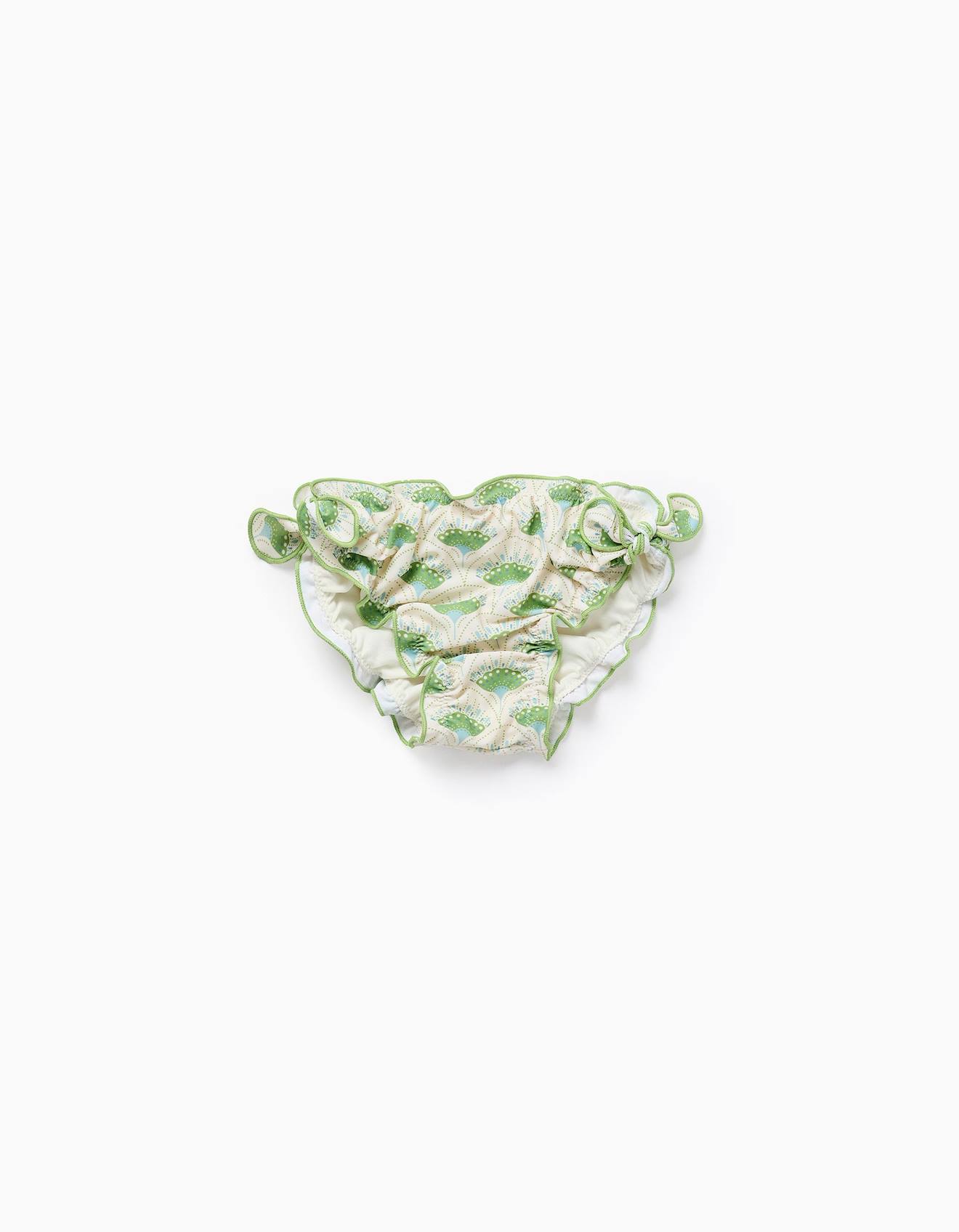 Bas De Bikini Avec Motif Et Volants Vert Clair