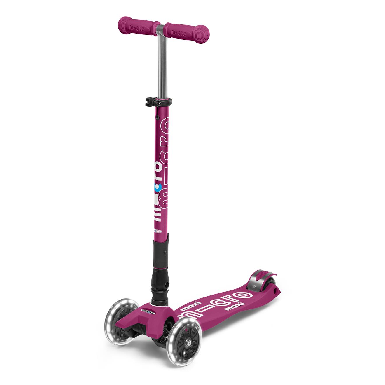 Trottinette Enfant Maxi Micro Deluxe Pliable Led Baie Rouge
