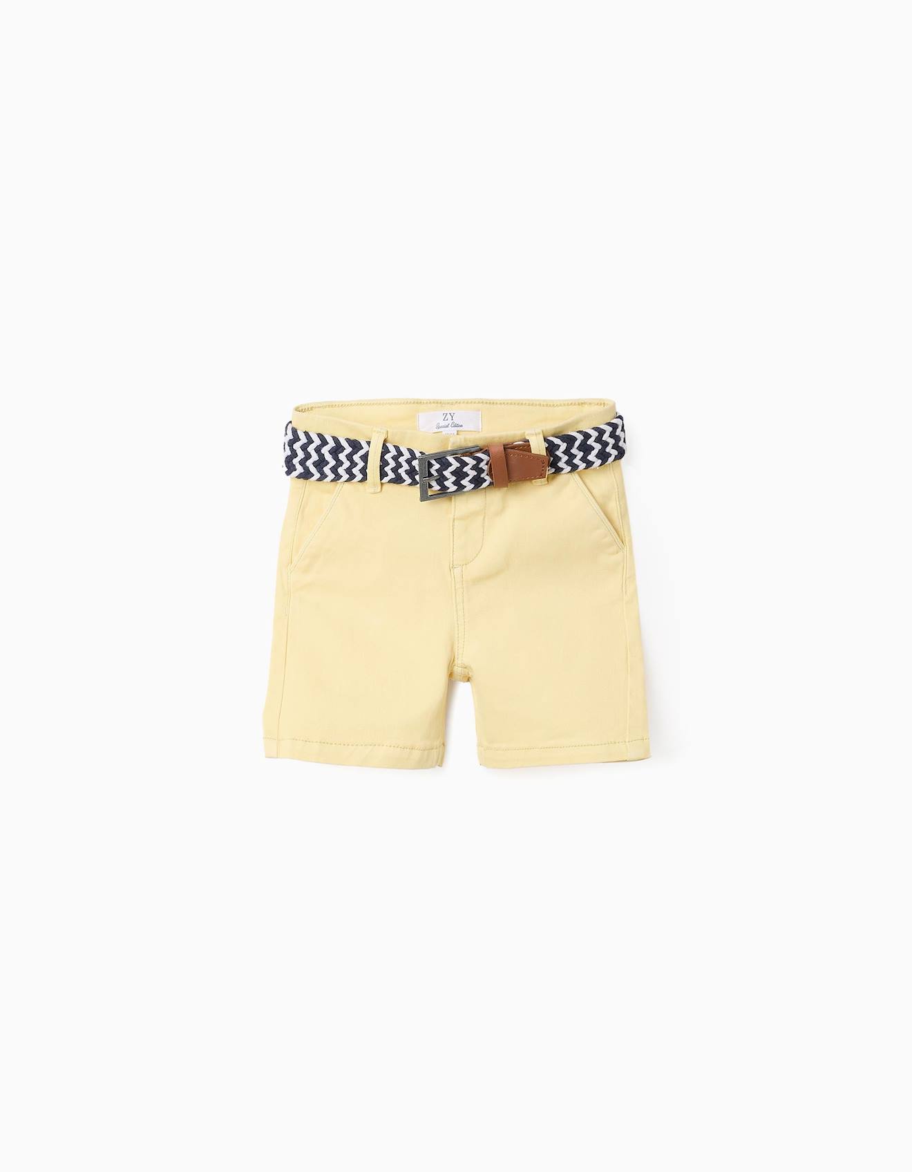 Short Chino Avec Ceinture Jaune Clair