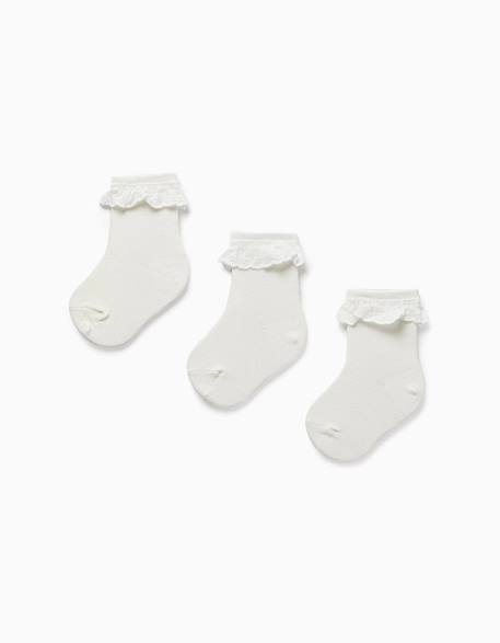 Zippy - Pack 3 Paires De Chaussettes Avec Broderie Anglaise Blanc