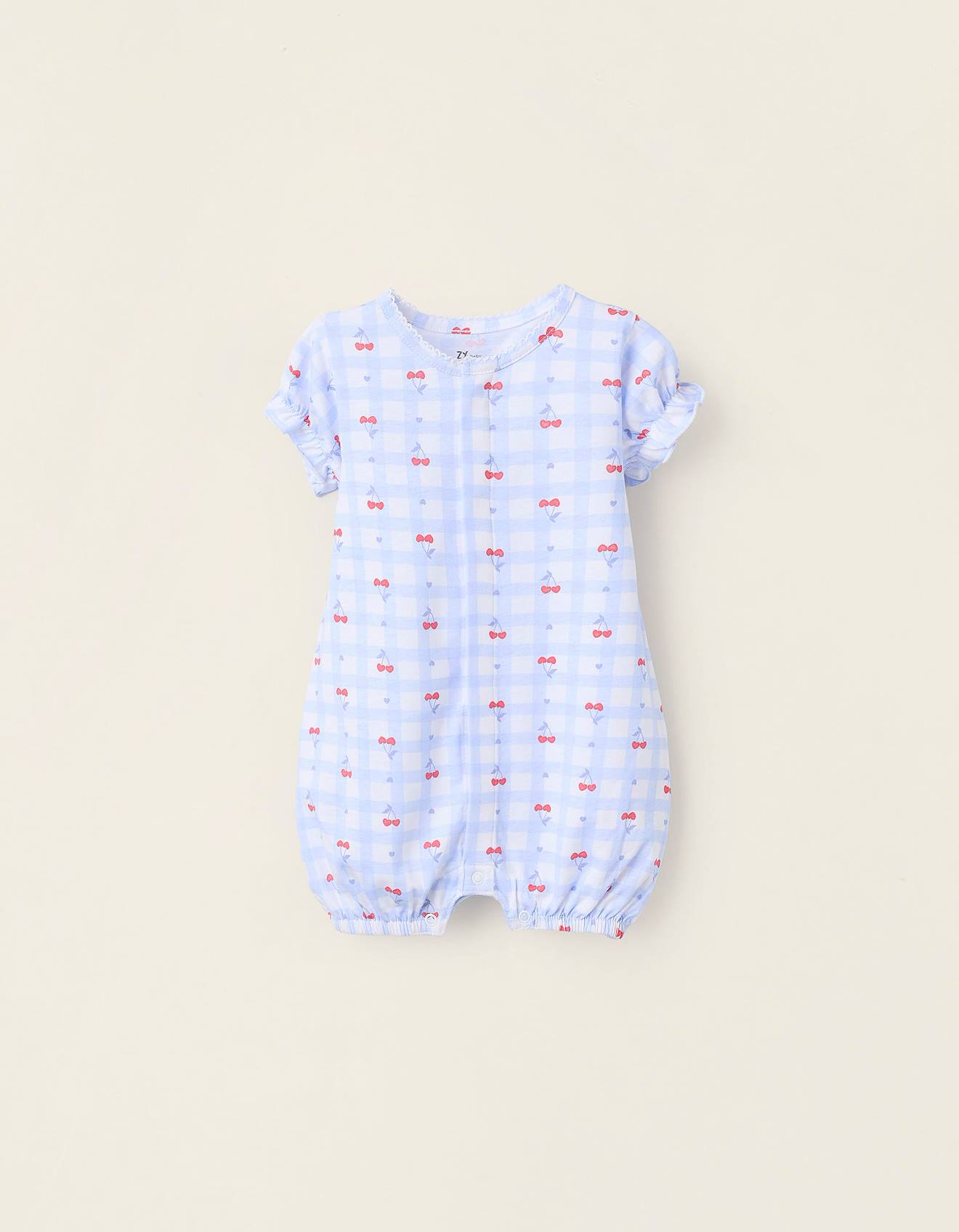 Pyjama Combi-short Avec Motif Et Volants Bleu