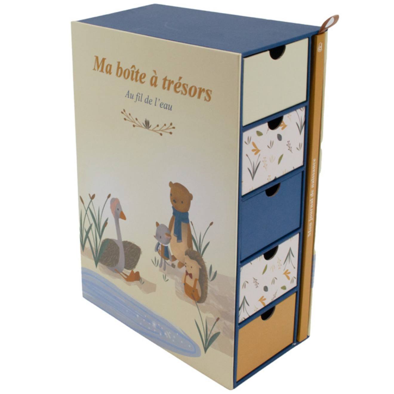 Coffret Naissance Au Fil De L'eau Bleu, Jaune, Blanc