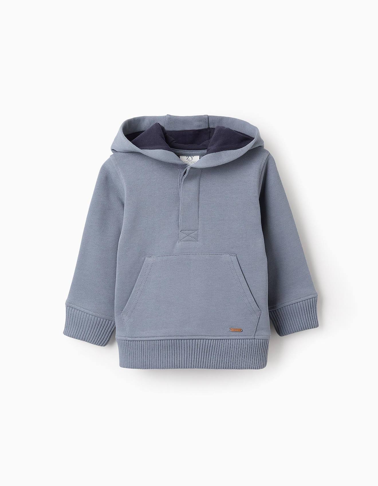 Sweat En Coton À Capuche Bleu