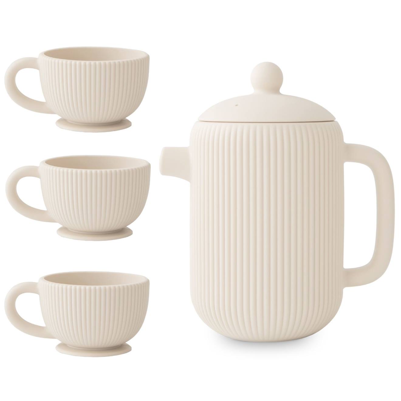 Ensemble De Jeu Thé En Silicone Cambridge Blue (4 Pièces) Beige