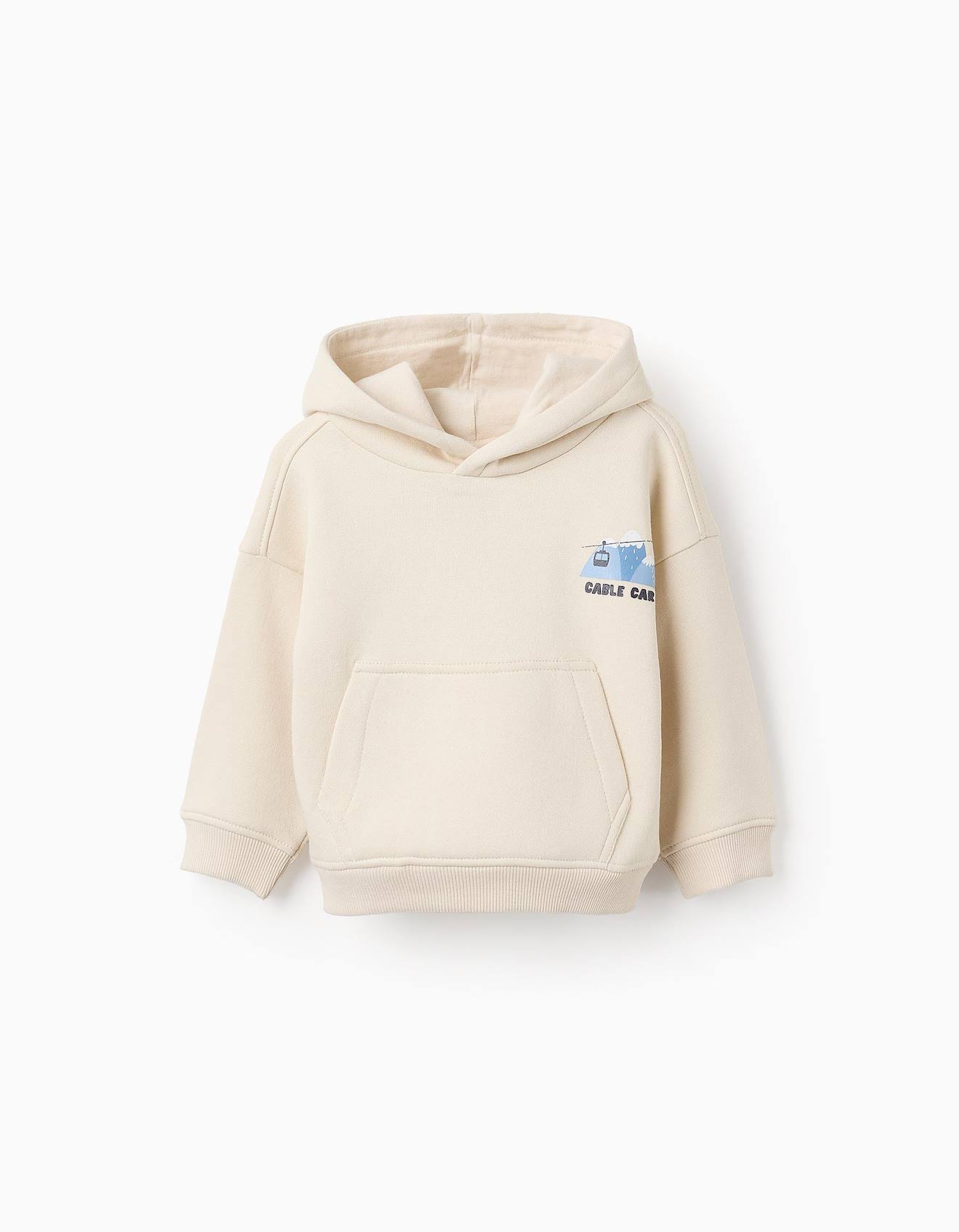 Sweat Gratté Avec Capuche Beige Clair