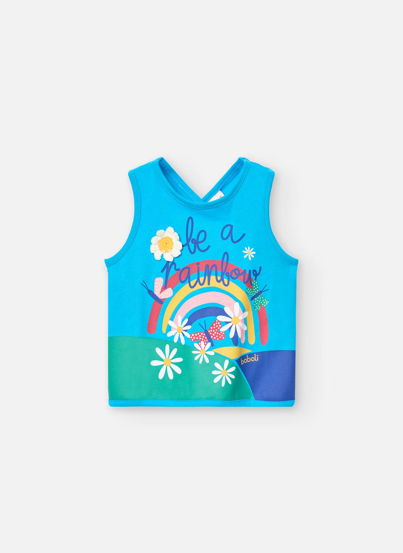 T-shirt En Coton Avec Dos Croisé Bleu