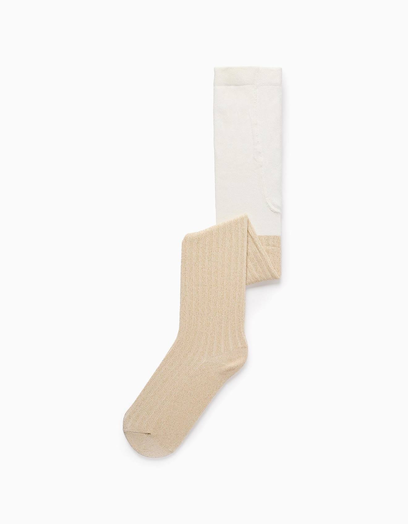 Collants Côtelés Avec Fils De Lurex Or