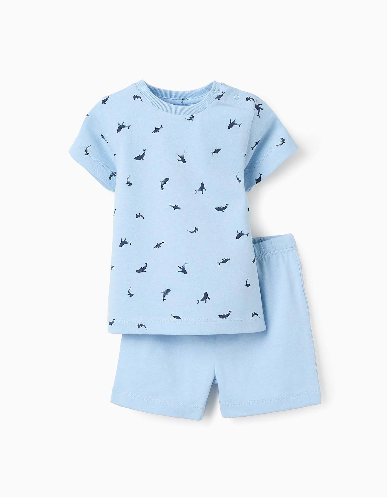 Pyjama En Coton Avec Motif Bleu Clair