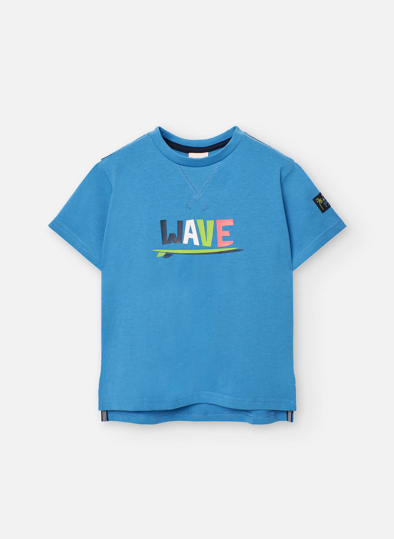 T-shirt À Manches Courtes Avec Message Devant Et Dos Bleu