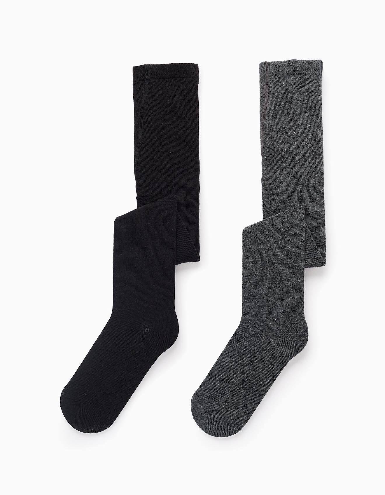 Pack 2 Collants Uni/rhombes Multicolore