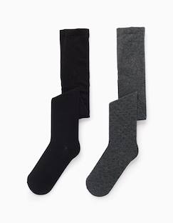 Pack 2 collants uni/rhombes  - vertbaudet enfant