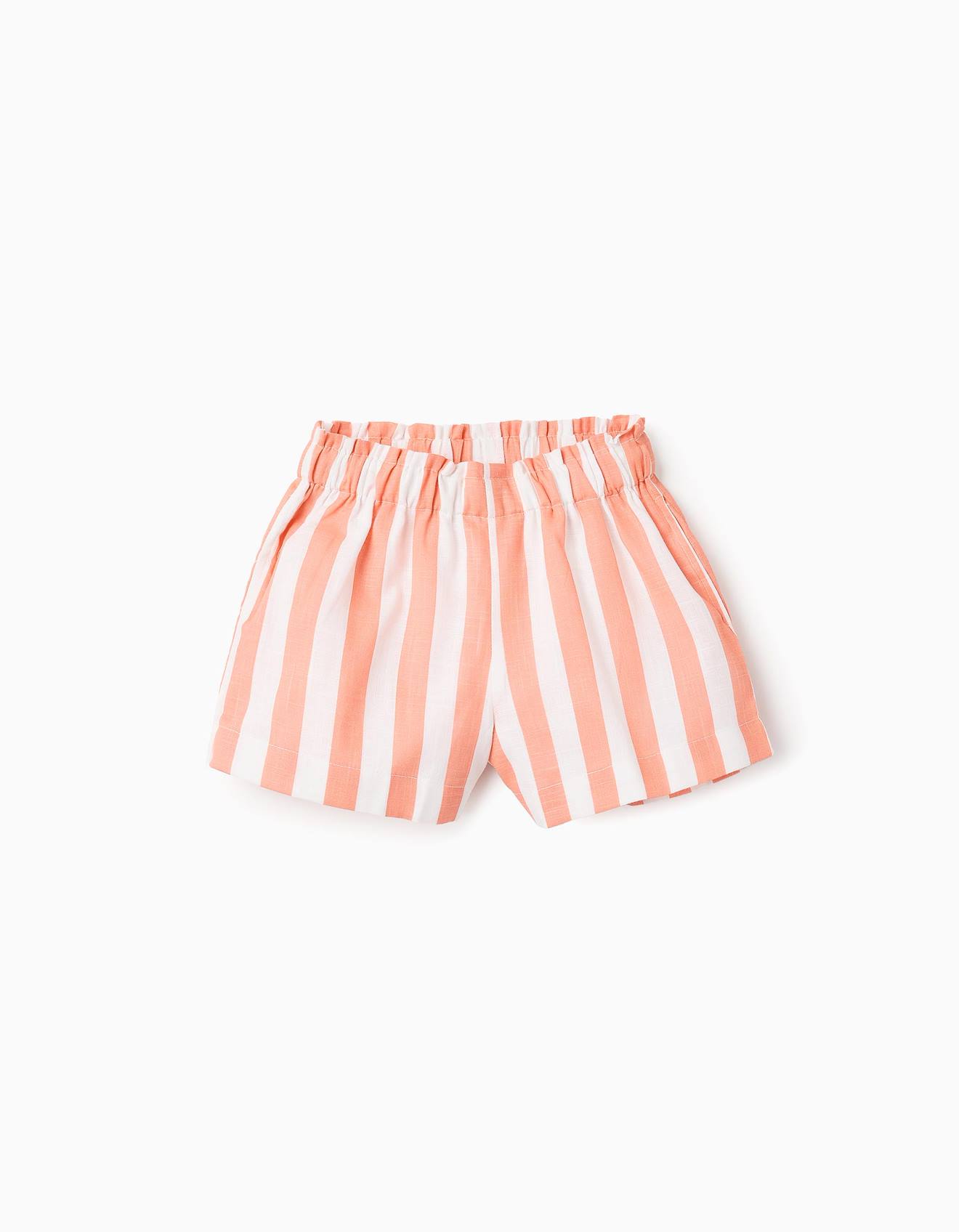 Short En Coton À Rayures Orange
