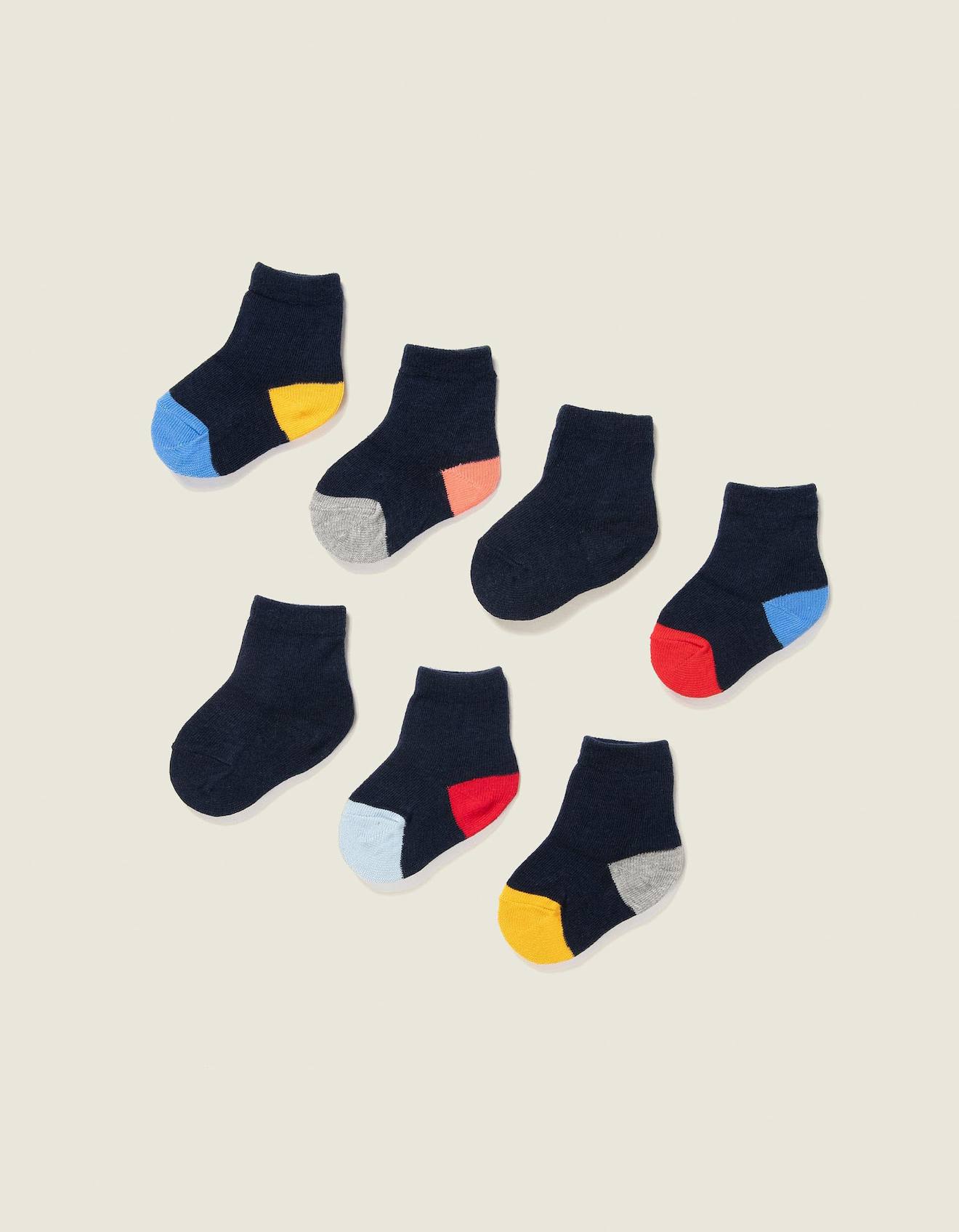 7 Paires De Socquettes Bébé Bleu Foncé