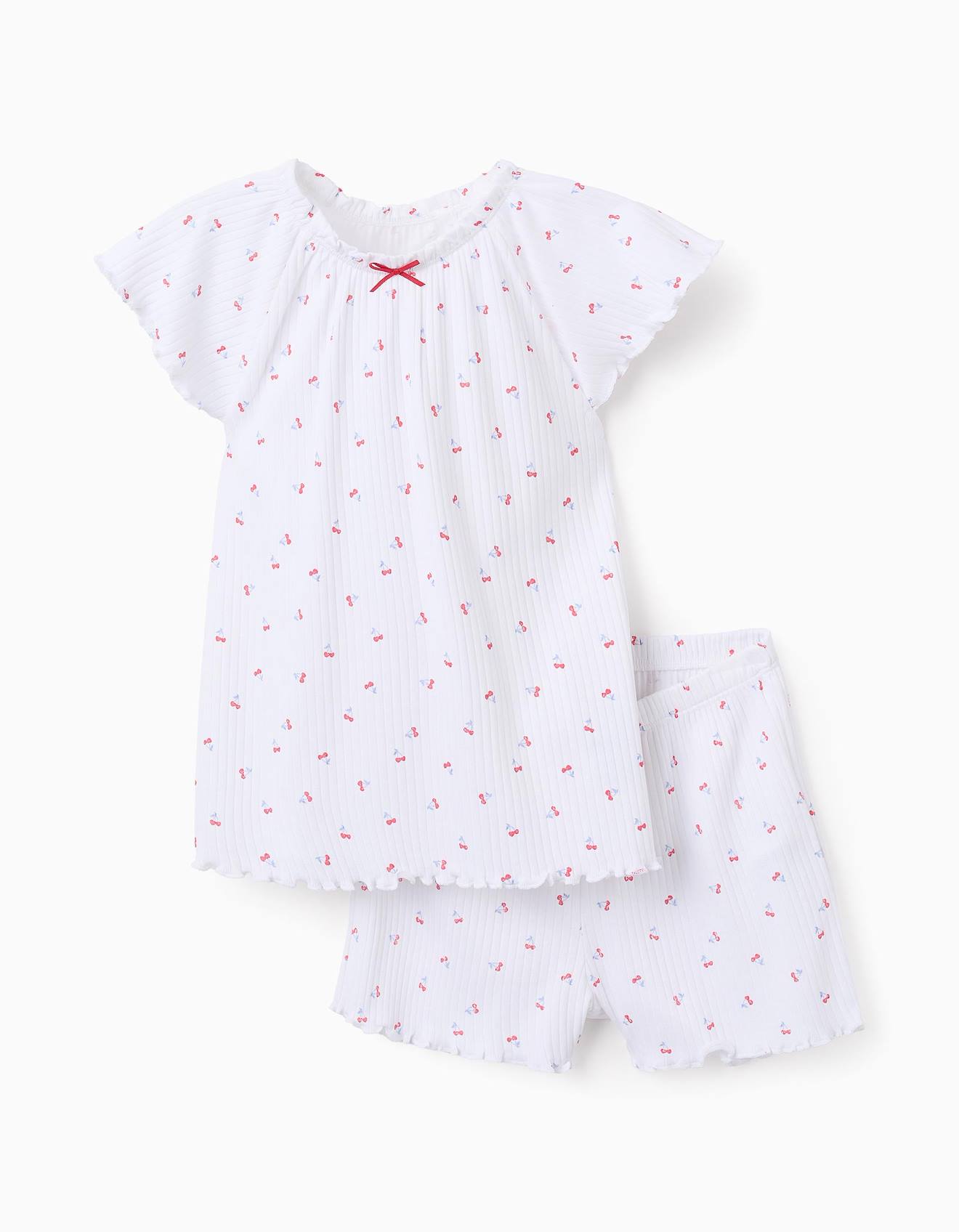 Pyjama côtelé en coton blanc