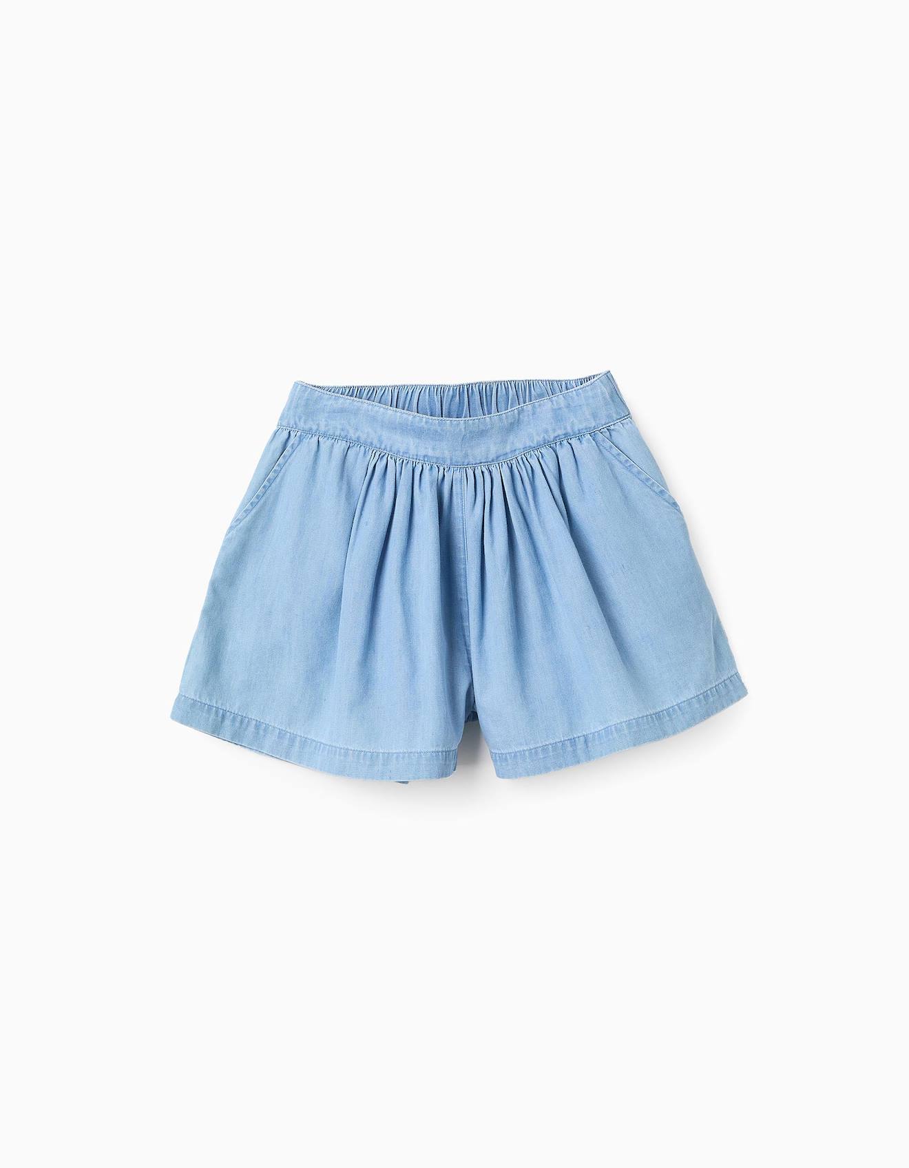 Short Avec Franges En Jean Léger Bleu Clair