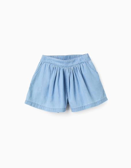 Fille-Short-Short avec franges en jean léger