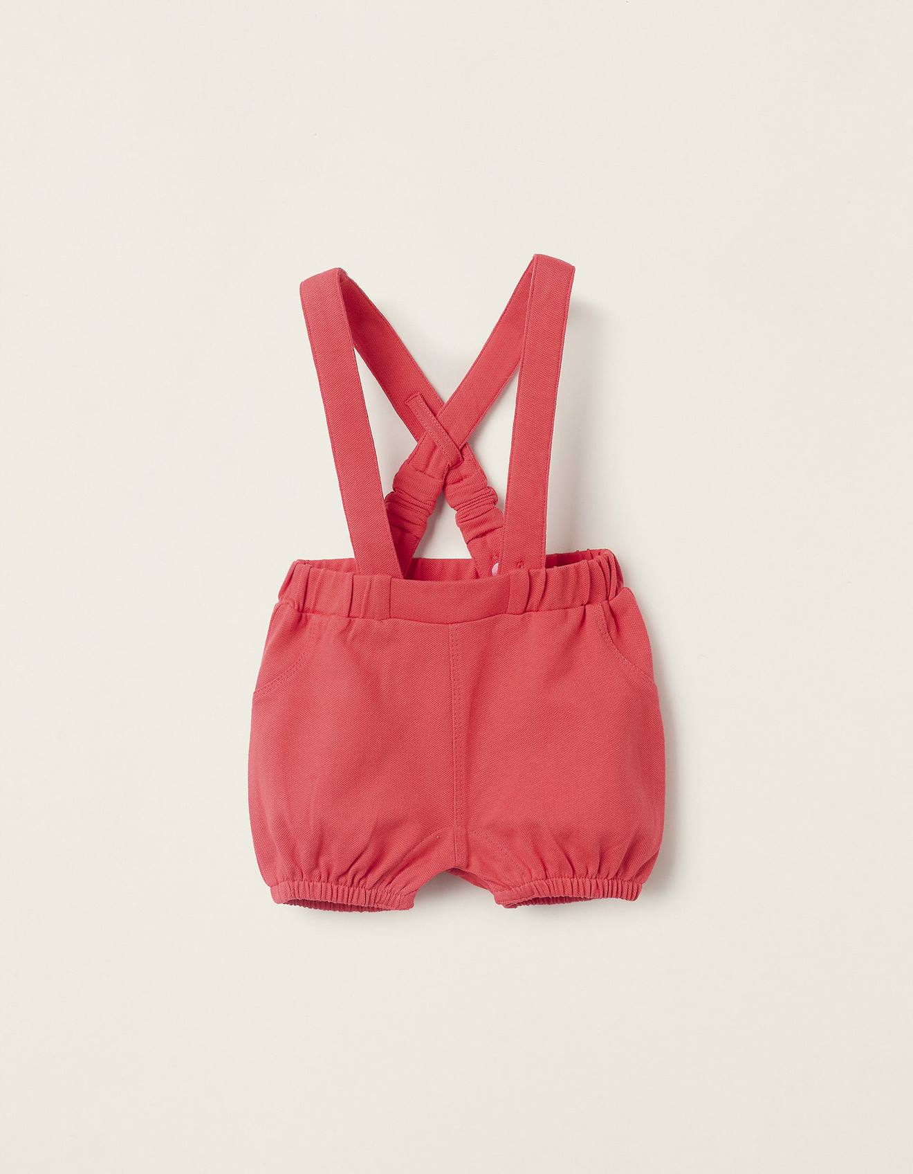 Short Avec Bretelles Amovibles En Piqué Rouge