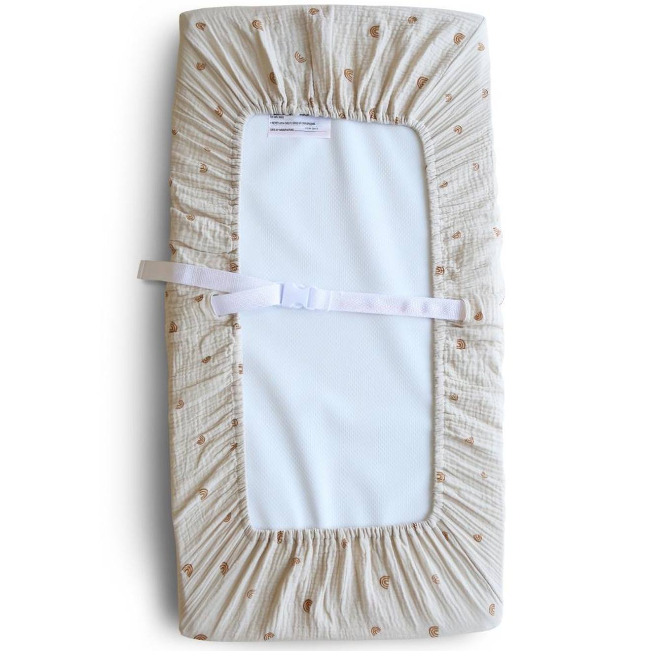 Housse De Matelas À Langer En Coton Bio Rainbows (72 X 48 Cm) Ecru (Mushie) - Image 1